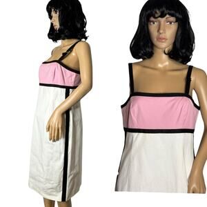 Vintage Y2K Liz Claborne colorblock cotton dress white pink black size medium